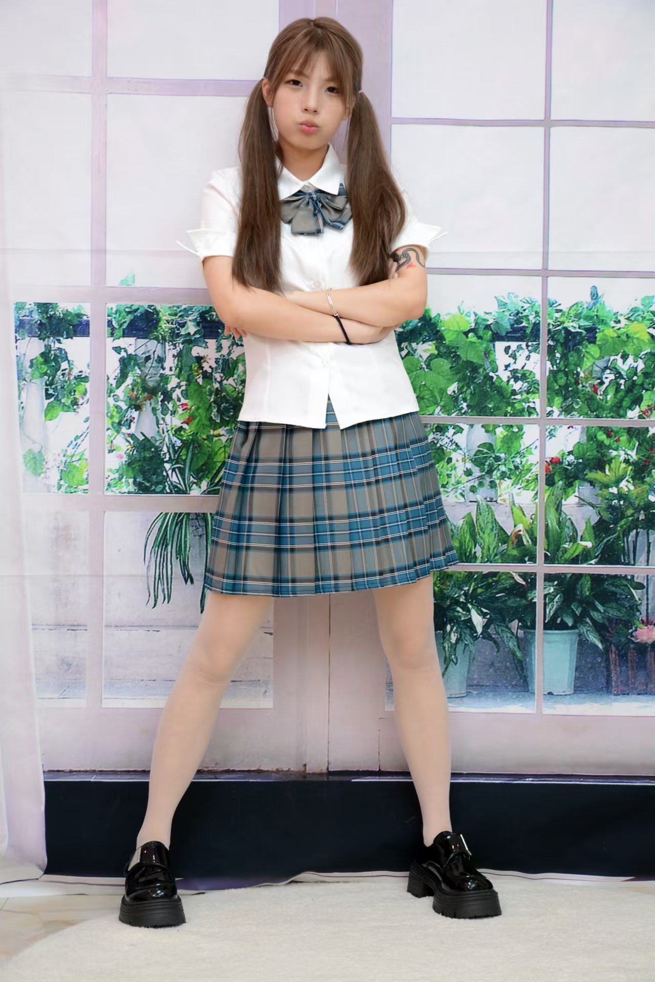 初夏女神 275 番茄 JK女生  藏青色JK套 20D白色连裤袜插图5