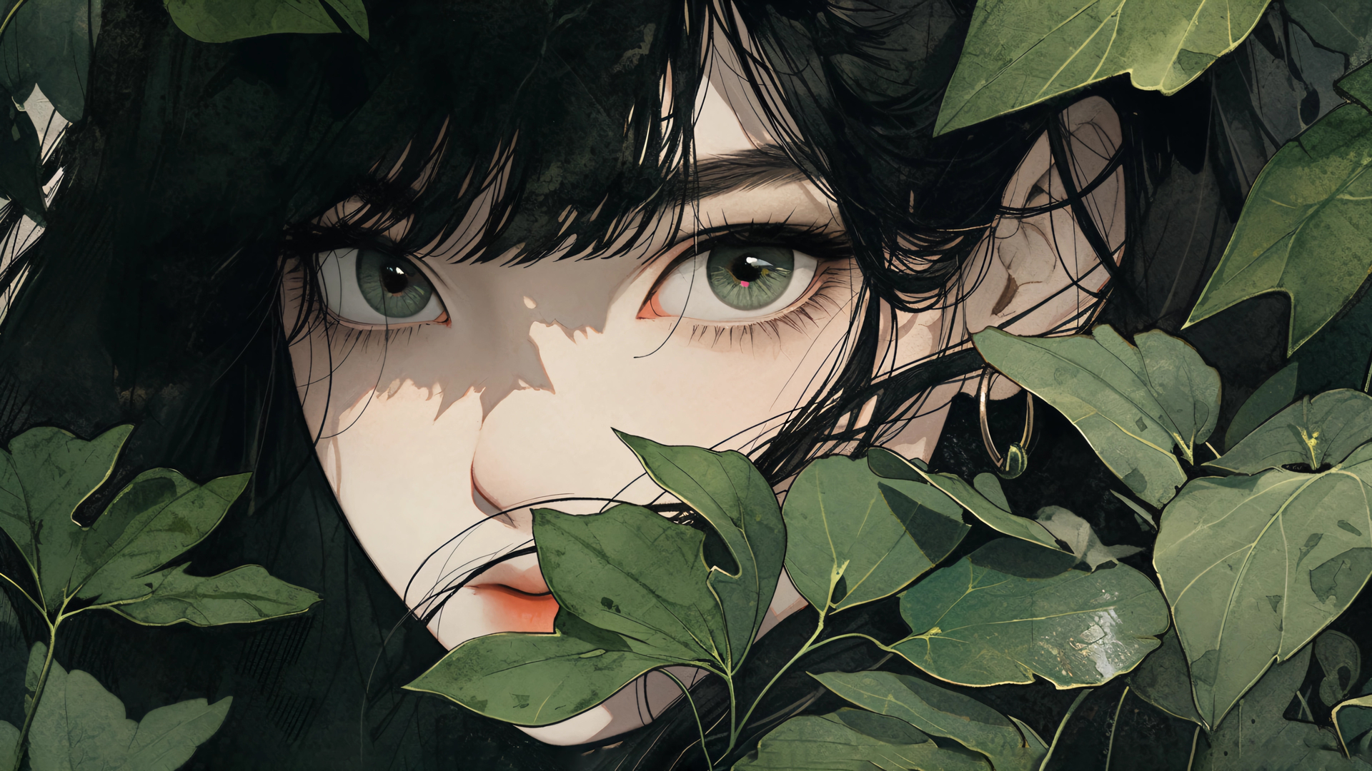 桌面壁纸 018 女孩 叶子 4k动漫壁纸插图
