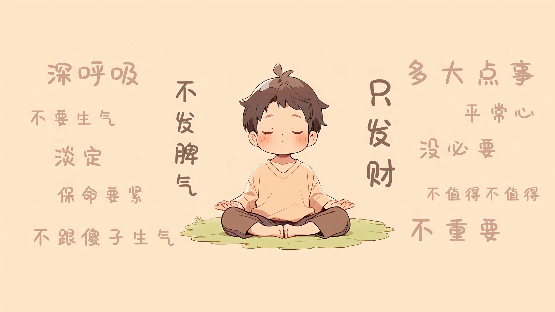 桌面壁纸 016 佛系 打工人上班族 不发脾气只发财3440×1440带鱼屏电脑壁纸插图