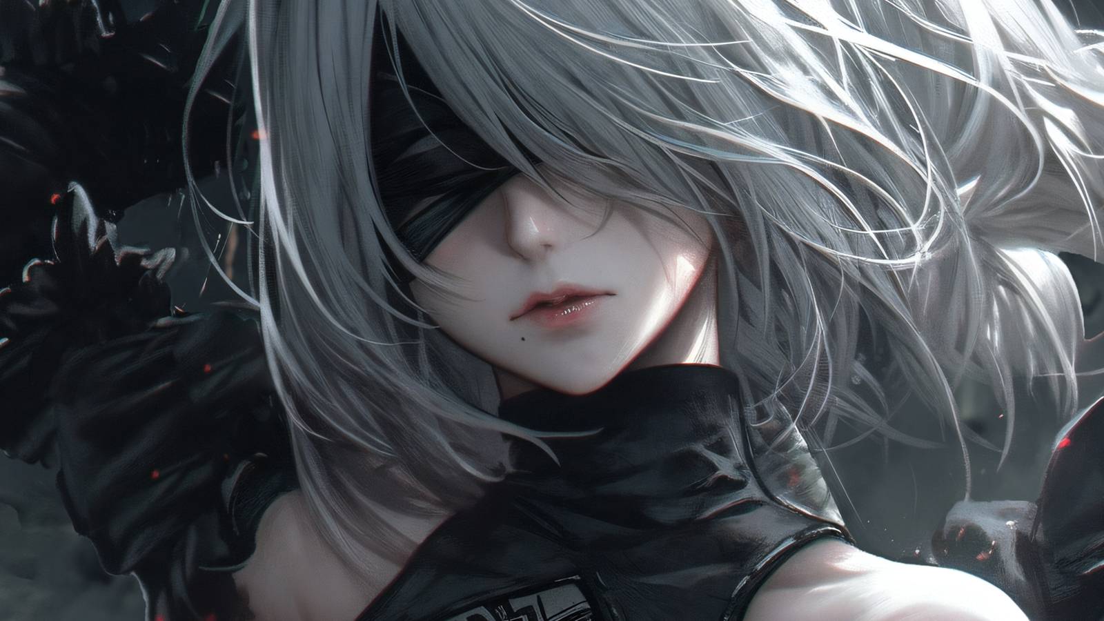 桌面壁纸 042 赛博风格 2B 游戏镁钕5120×1440壁纸插图