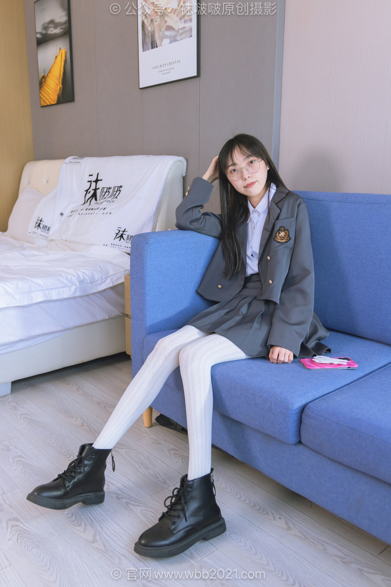 袜啵啵637期花絮版稚予短靴厚白丝（爱心麻花款）学苑风[140P/1V/5.69G]插图8