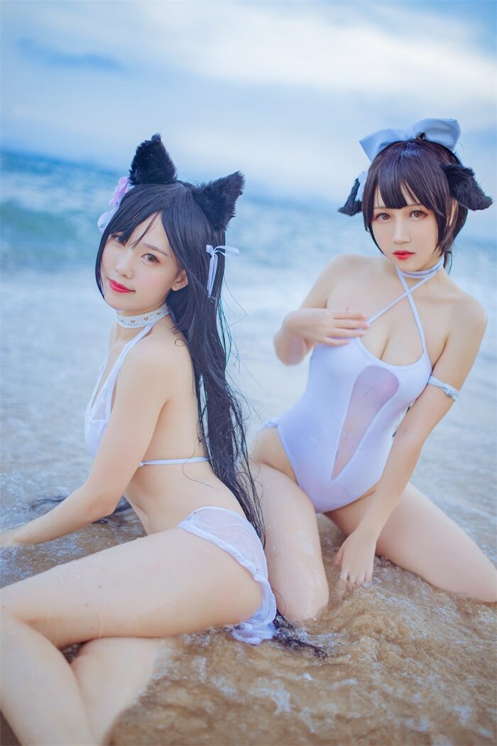 微博人气Coser@抖娘-利世 抖娘×不呆猫 獒犬海边泳装 [41P/326MB]