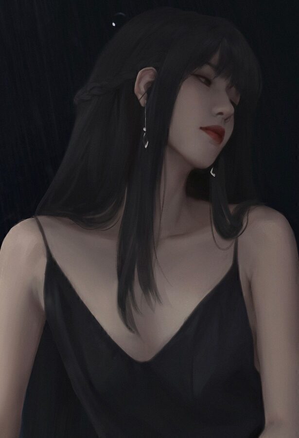 桌面壁纸 004 长发少女 黑色吊带裙 4k动漫镁钕壁纸3840×2160 