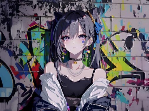 桌面壁纸 009 刻晴 涂鸦墙背景 4K壁纸 3840×2160 