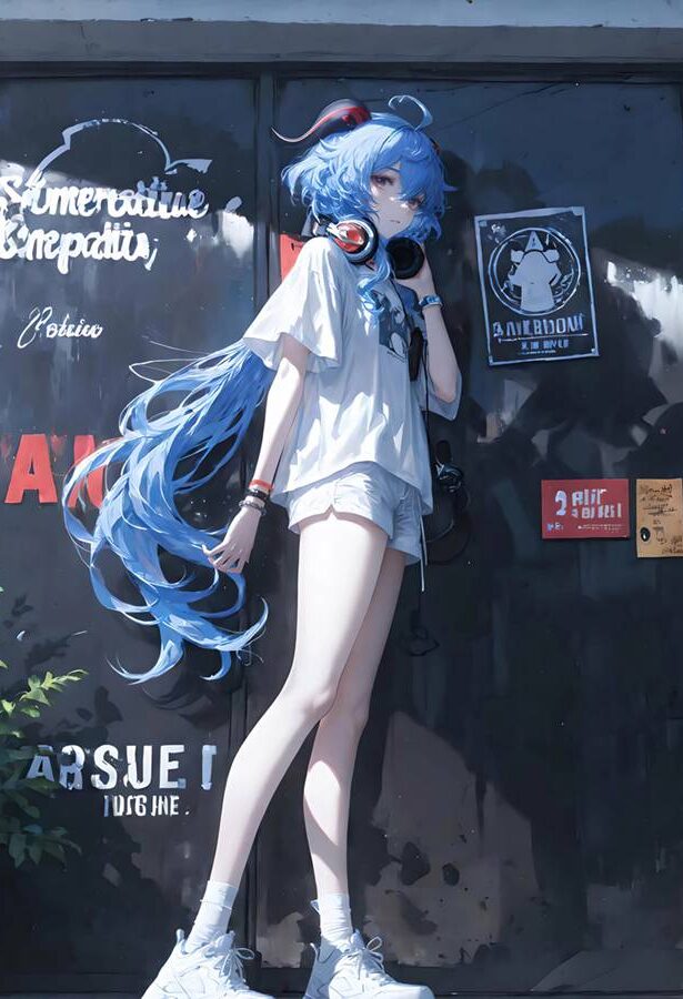 桌面壁纸 012 原神 甘雨 蓝发 白色短袖 夏装 4K动漫壁纸 3840×2400